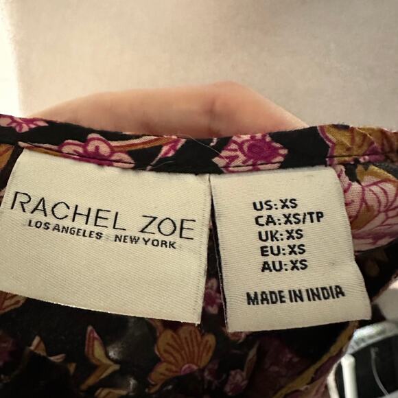 Rachel Zoe Boho Floral Peasant Blouse XS Artisan Folk Print Indie Cottagecore - Picture 5 of 6